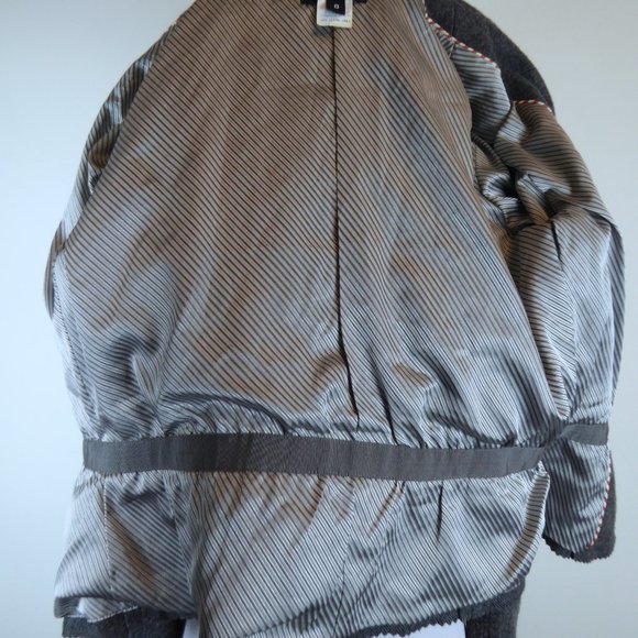 JULIA wool knit Jacket gray blazer herringbone pinked edge wool fitted 8 - Picture 10 of 12